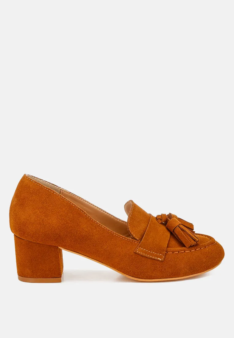 Aloha Tassels Detail Genuine Suede Loafers