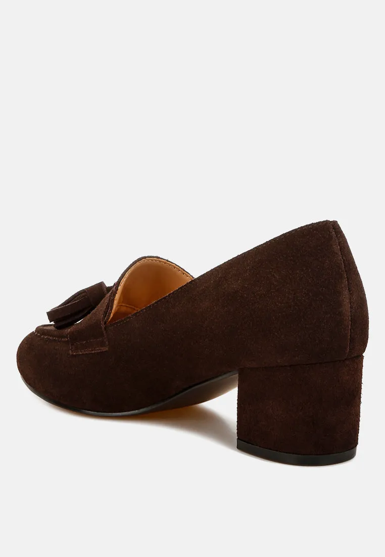 Aloha Tassels Detail Genuine Suede Loafers