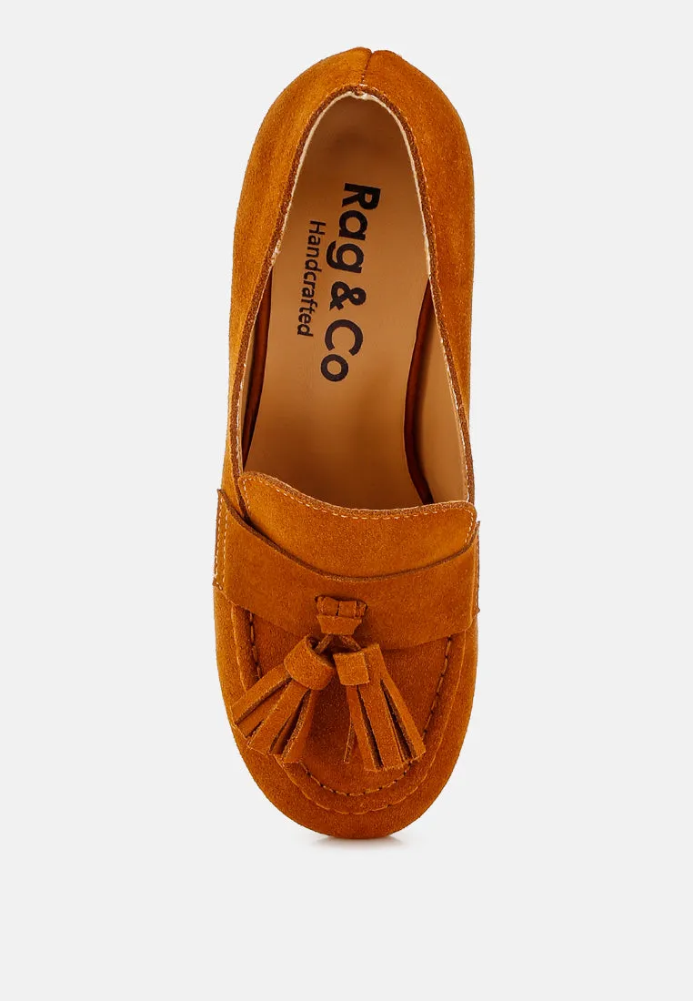 Aloha Tassels Detail Genuine Suede Loafers