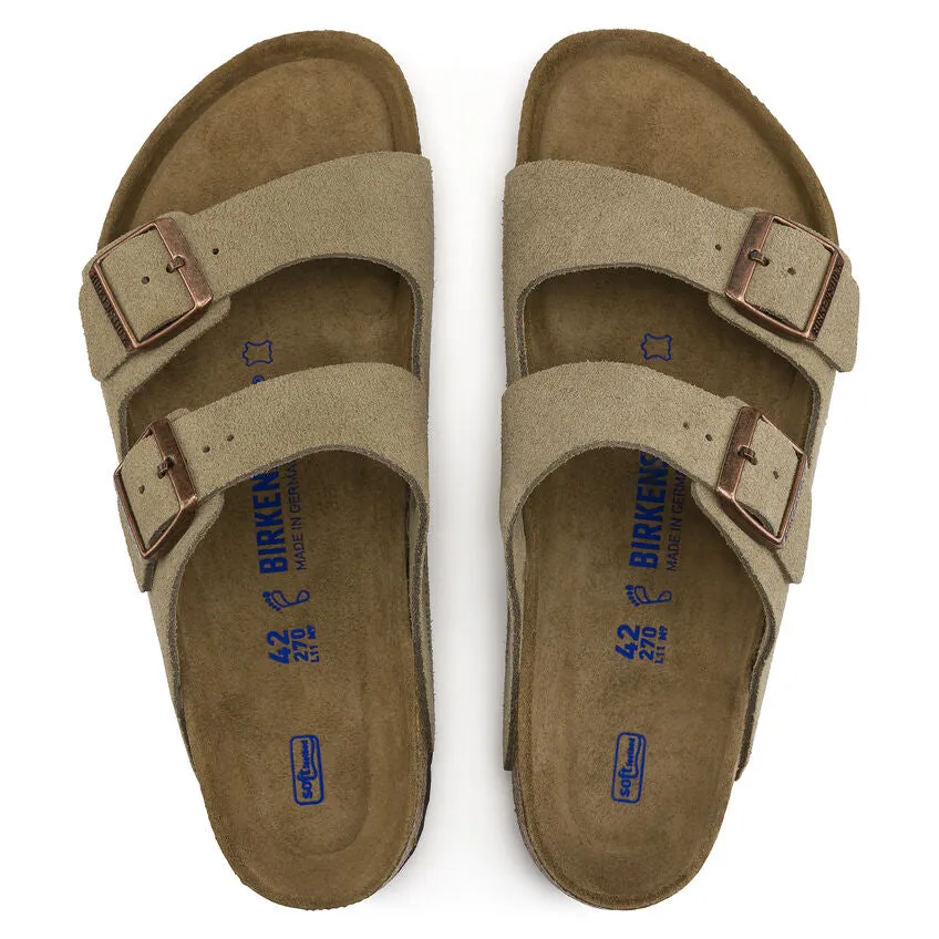 Arizona Soft Footbed Sandal in Taupe Suede