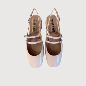Bibi Lou Hina 25 Nude Leather Mary Jane Ballet Flats