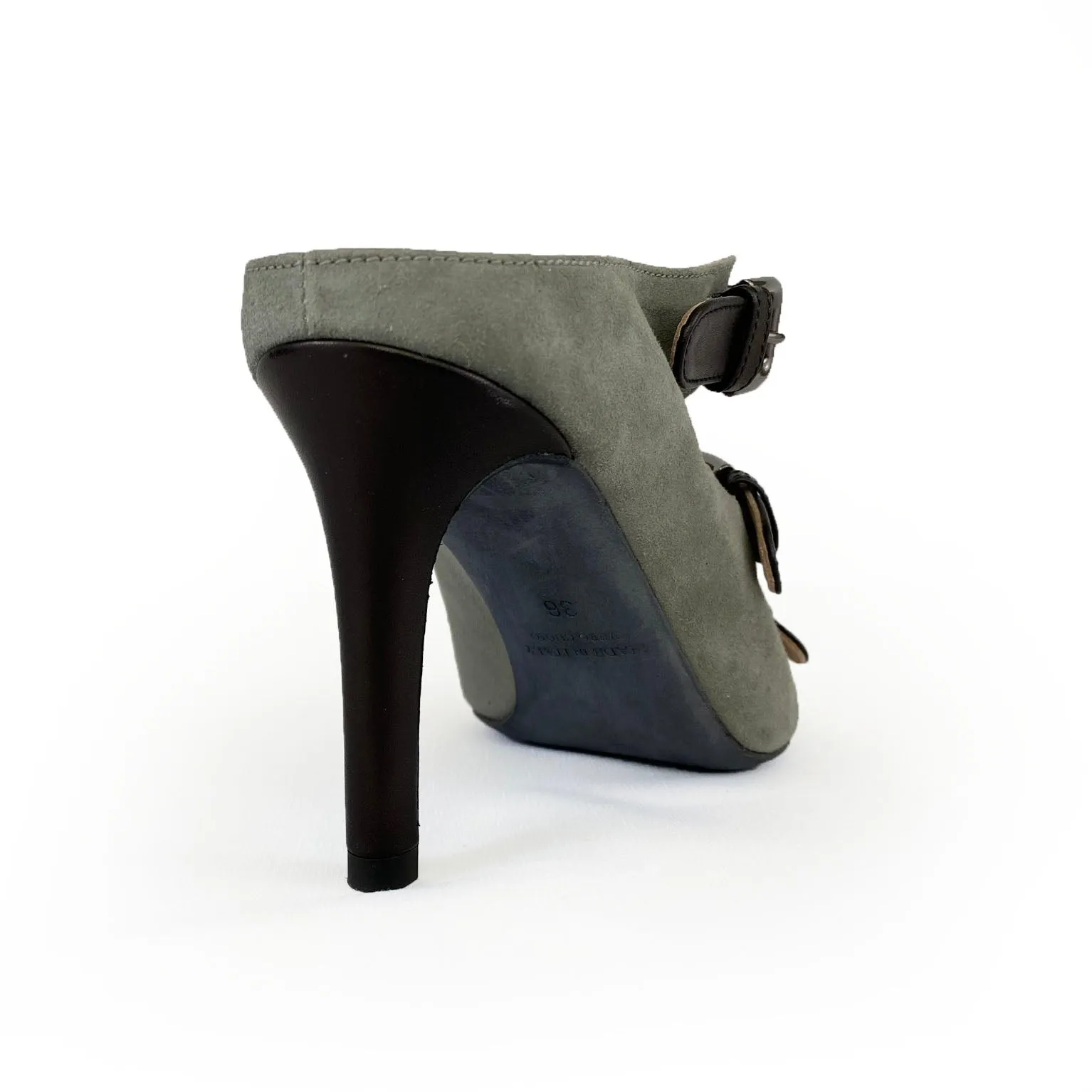 Black / Grey Suede Mules