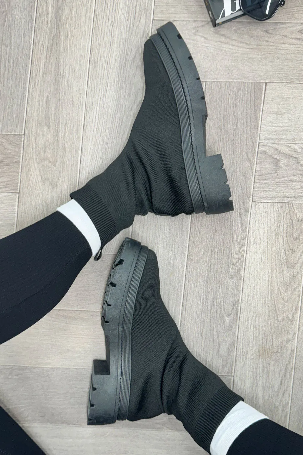 Black Sock Boots Chunky Sole