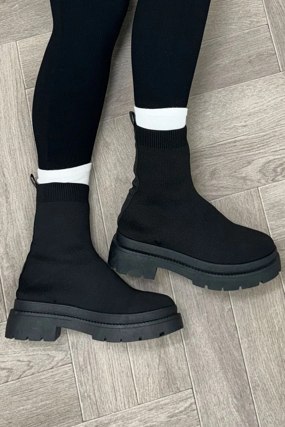 Black Sock Boots Chunky Sole