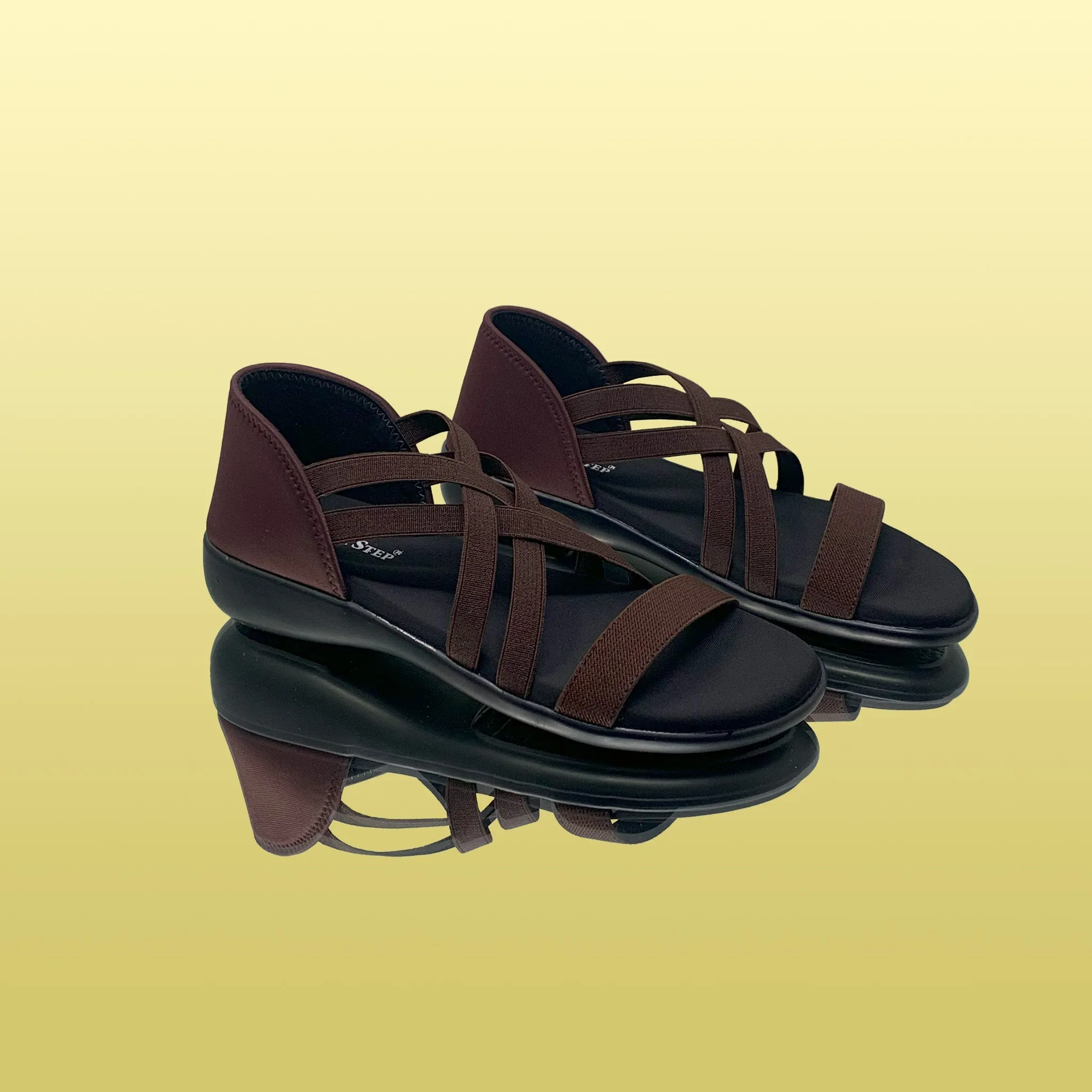 Brown Mesh Cross-Strap Sandals