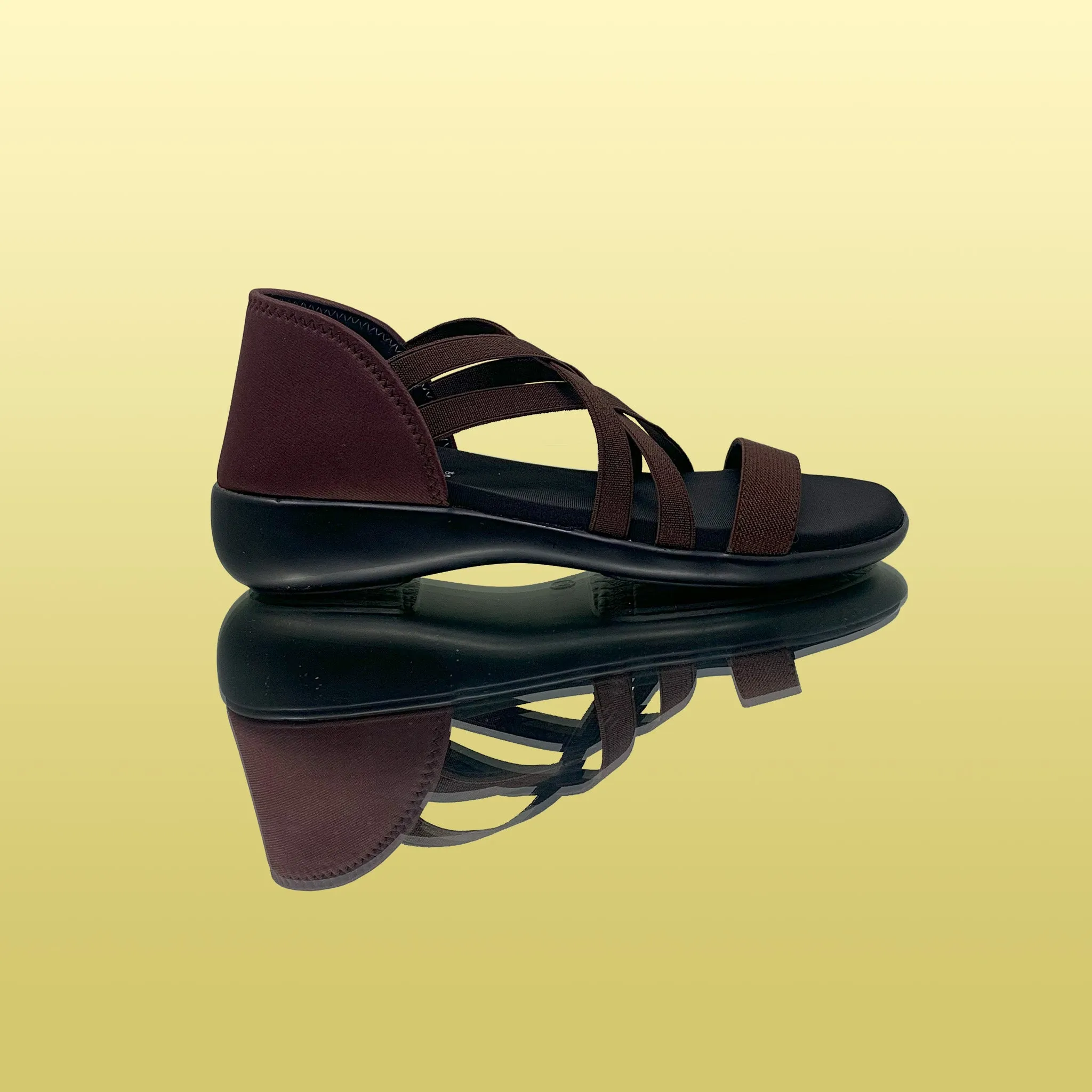 Brown Mesh Cross-Strap Sandals
