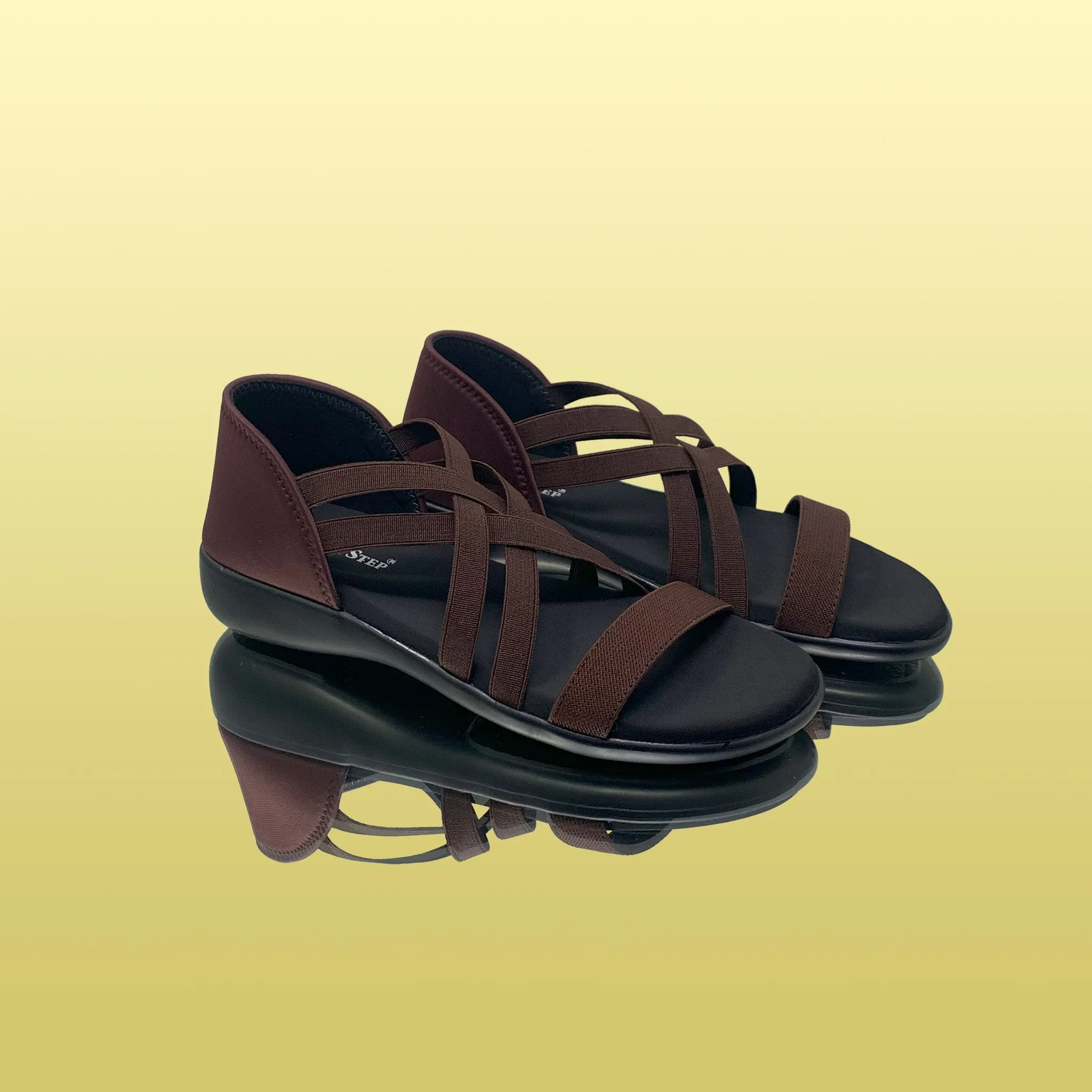 Brown Mesh Cross-Strap Sandals