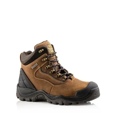 BSH002 Buckbootz Buckshot S3 Brown Hiking Style Waterproof Safety Lace Boot