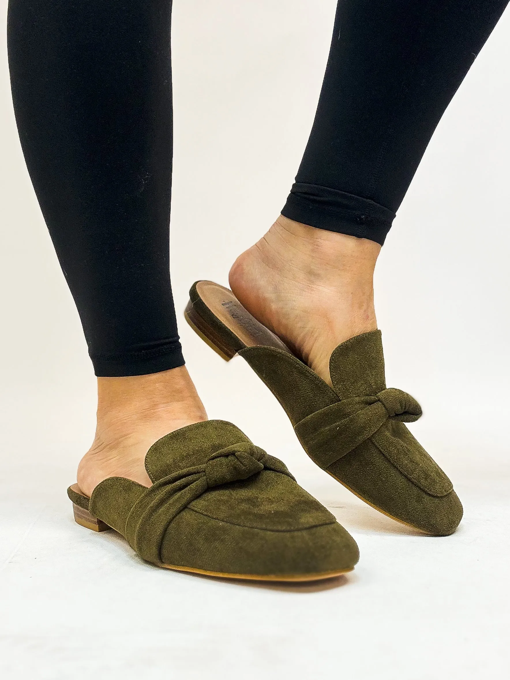 Corky's Khaki Faux Suede Clingy Mules FINAL SALE