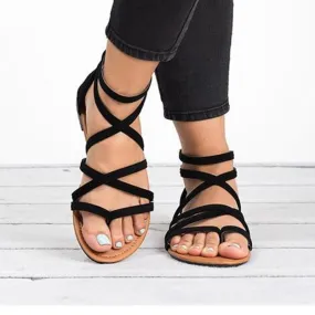 Criss cross sandals ankle strappy sandals for women