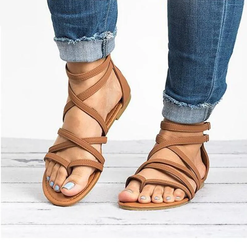 Criss cross sandals ankle strappy sandals for women