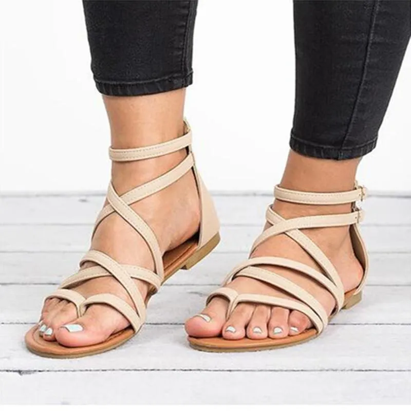 Criss cross sandals ankle strappy sandals for women