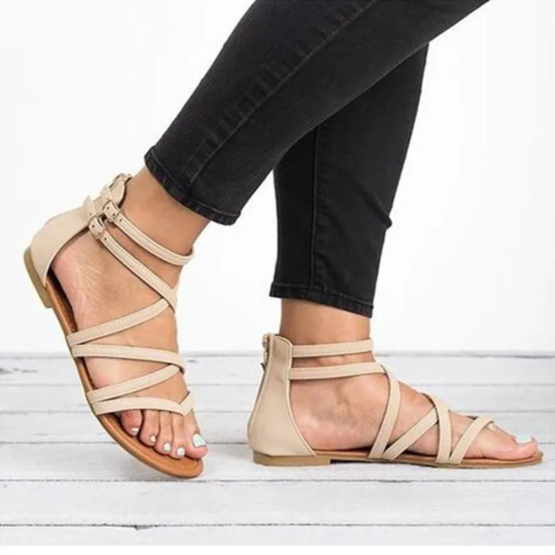 Criss cross sandals ankle strappy sandals for women