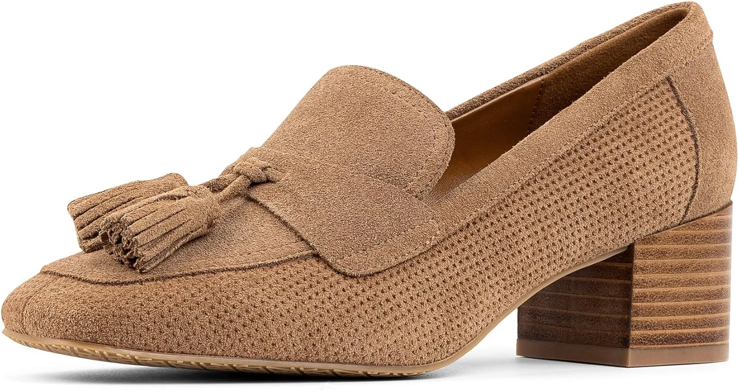 Donald Pliner Women's Kressida Dress Loafers, 2" Block Heels for Women, Slip-On Heels for Women