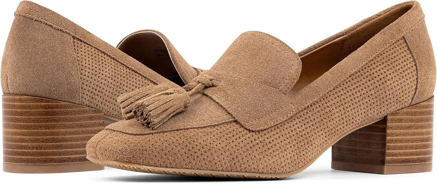 Donald Pliner Women's Kressida Dress Loafers, 2" Block Heels for Women, Slip-On Heels for Women