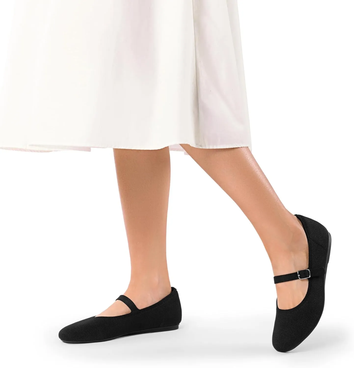 DREAM PAIRS Women's Mary Jane Ballet Flat Shoes Dressy Foldable Knit Flats with Arch Support Comfortable for Casual Work Office