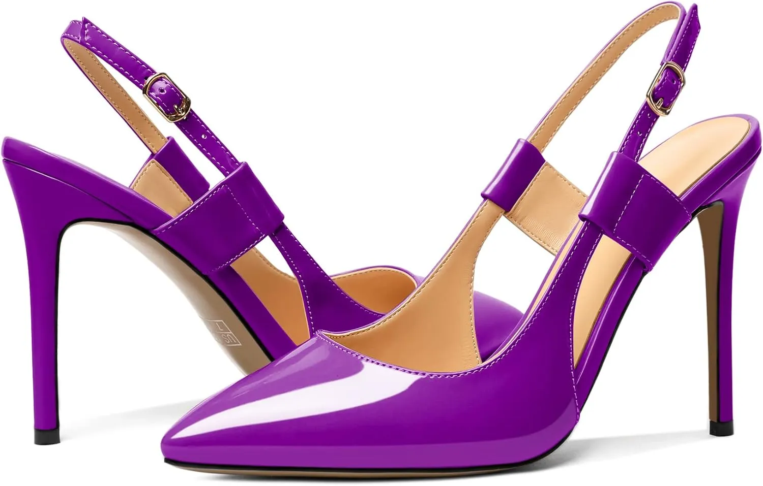 Eldof Pointed Toe Slingback Sandals,Ankle Strap Chic Pumps,Classy High Heel 4" Heel for Office Dress