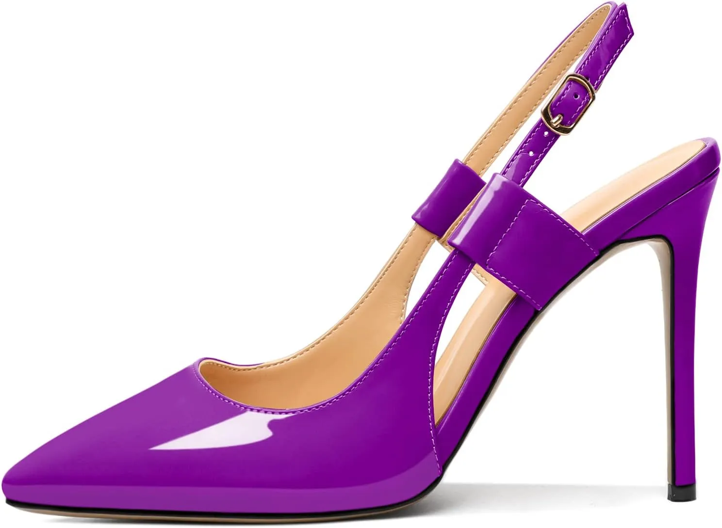 Eldof Pointed Toe Slingback Sandals,Ankle Strap Chic Pumps,Classy High Heel 4" Heel for Office Dress