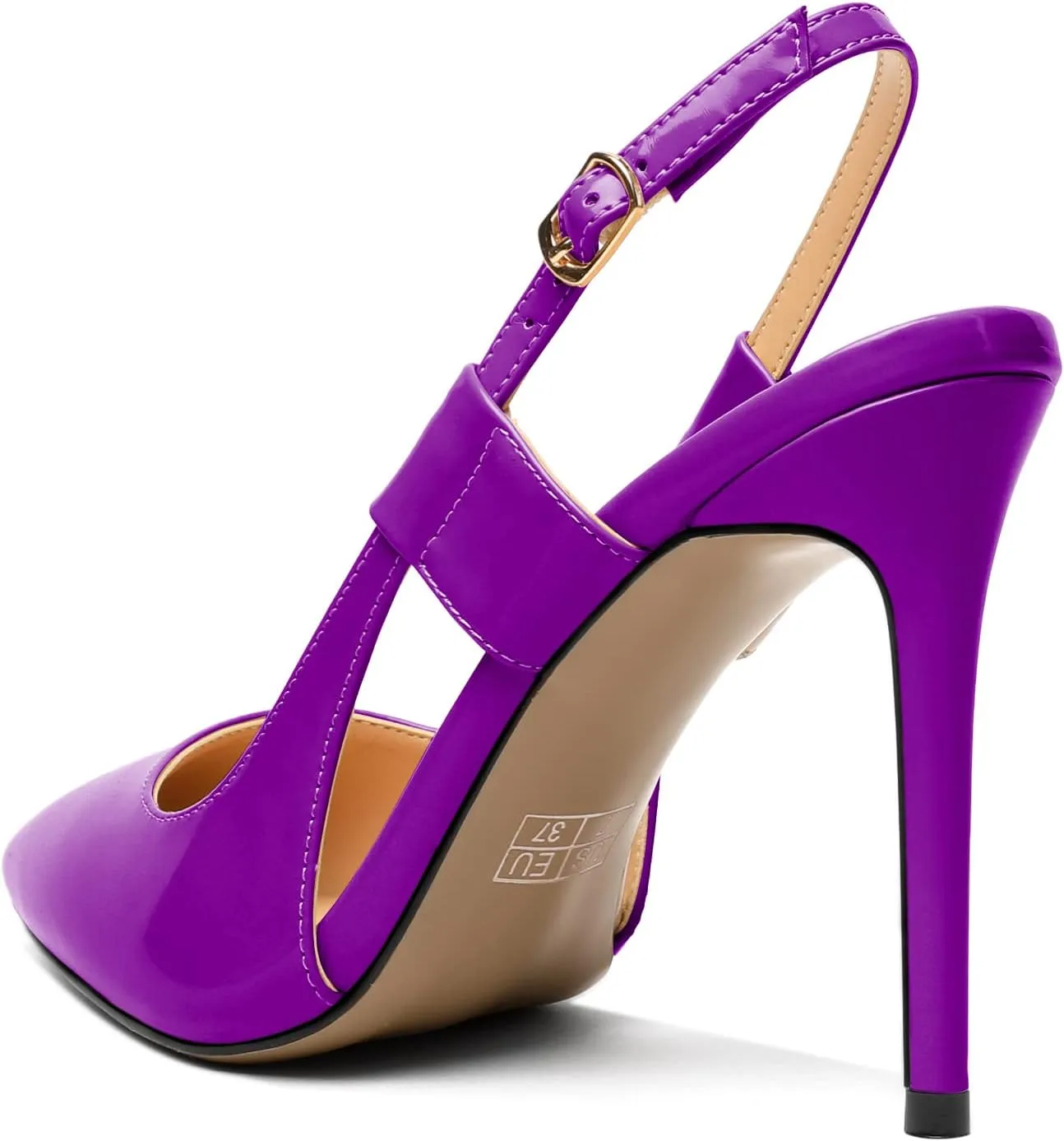 Eldof Pointed Toe Slingback Sandals,Ankle Strap Chic Pumps,Classy High Heel 4" Heel for Office Dress