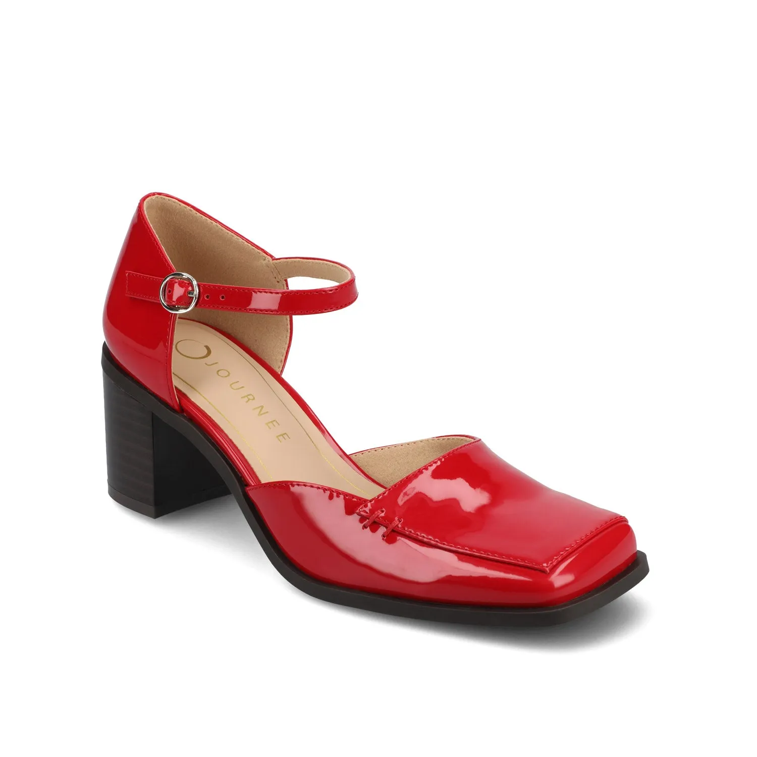 EVANGELINE BLOCK D'ORSAY HEELS IN PATENT