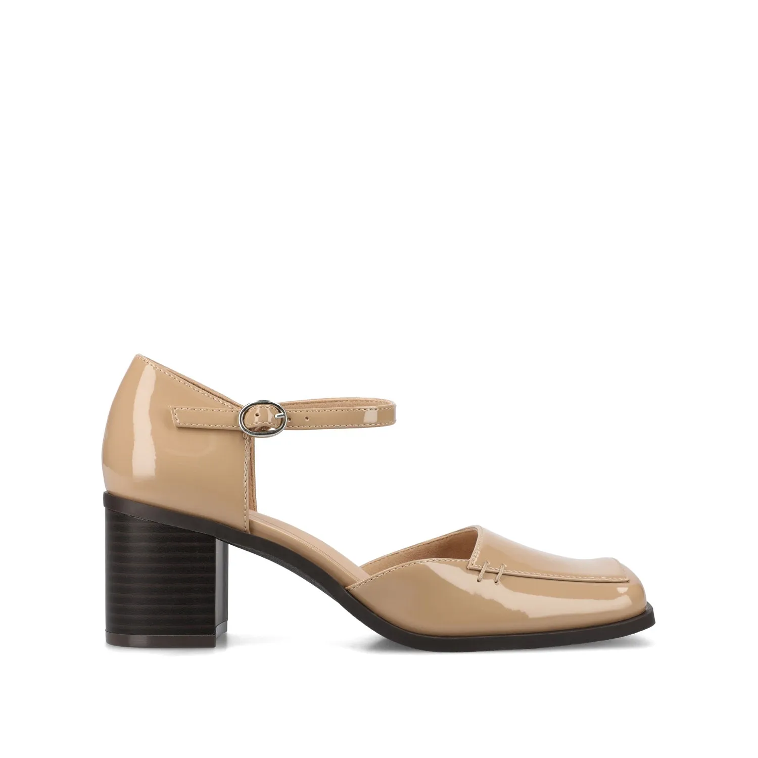 EVANGELINE BLOCK D'ORSAY HEELS IN PATENT