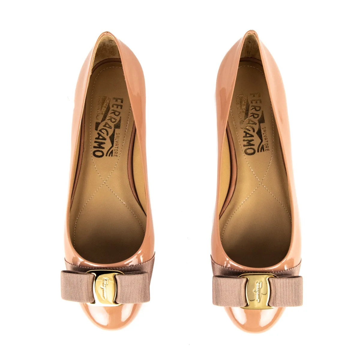 Ferragamo New Blush Patent Varina Ballet Flats Size US 5 | IT 35.5