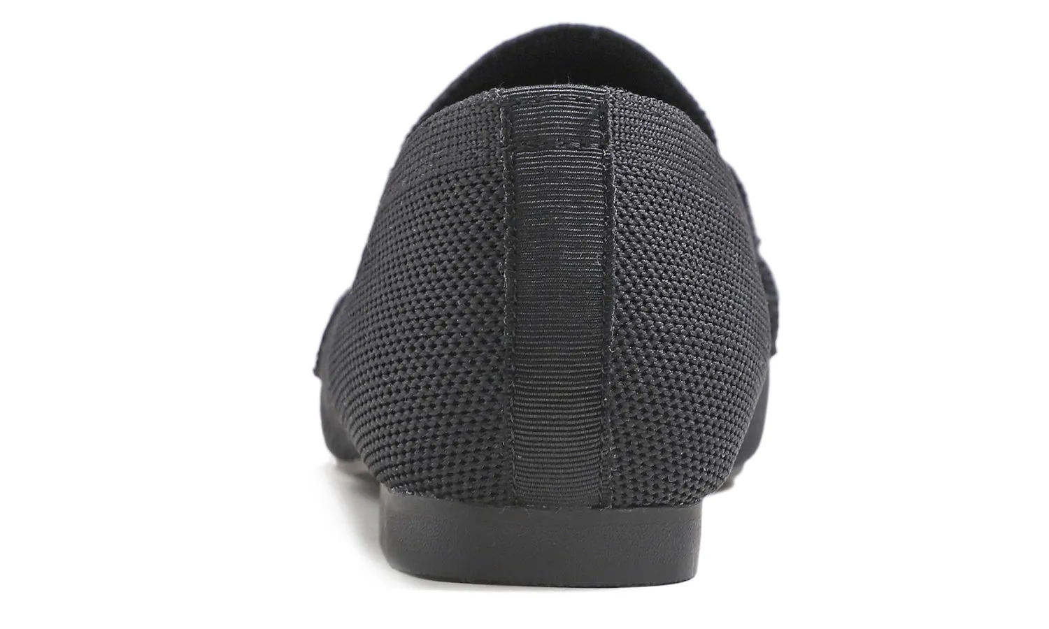 Feversole Women's Woven Fashion Breathable Knit Flat Shoes Black Color Loafer Metal Trim