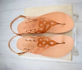 FlipFlop sandals, T-strap leather sandals, Handmade Thong women sandals