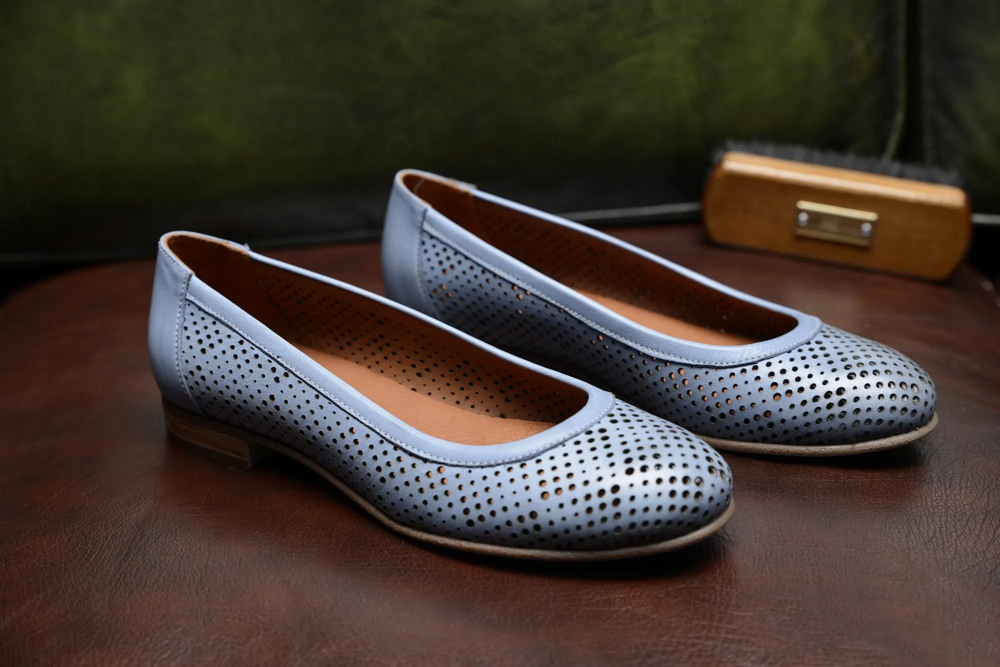 FOOT FEDERATION OPENWORK FLAT WOMEN'S SHOE DENIM BLUE