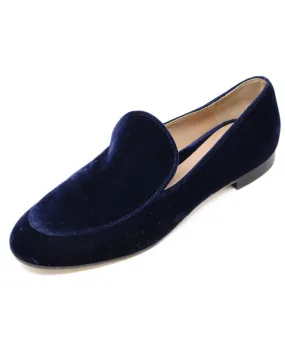 Gianvito Rossi Navy Velvet Loafers sz 10