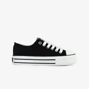 Girl's Black Platform Canvas Sneakers
