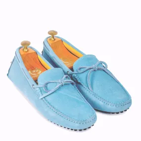 Gommino Suede Bow Loafers (Sky Blue)
