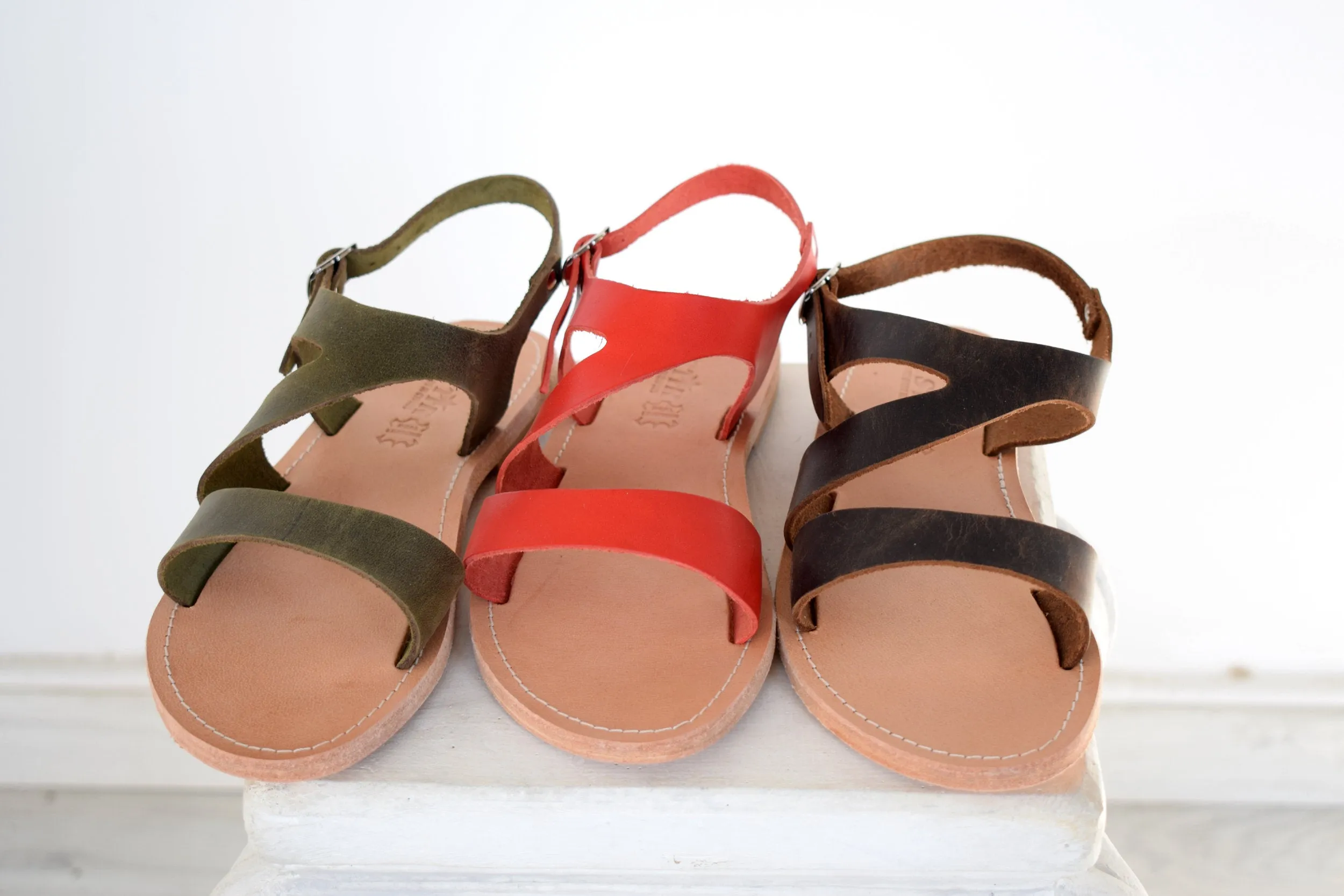 High Quality Genuine Leather, Women summer flats, olive sandals, chic sandals, Ankle strap sandals, Bohemian leather sandals, ERIS