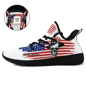 Holiday Gifts,Personalized Veteran Sneakers, Custom Skull Flag, Camo Shoes, Breathable Shoe, Unique Gift for Dad, Husband, Son
