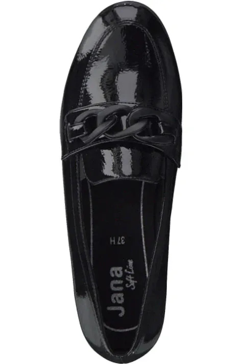 Jana 24260 BLACK Patent H fitting Slip On Shoe