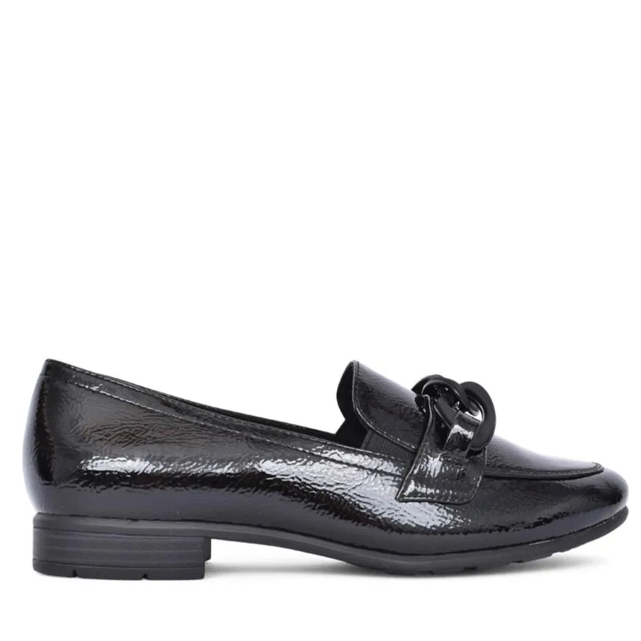 Jana 24260 BLACK Patent H fitting Slip On Shoe