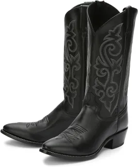 Justin Buck 13" Cowboy Boots for Men - Durable Premium Full-Grain Leather Round Toe Western Boots Build with Cushioned Insole & Full Welt Construction, Black - 9 D