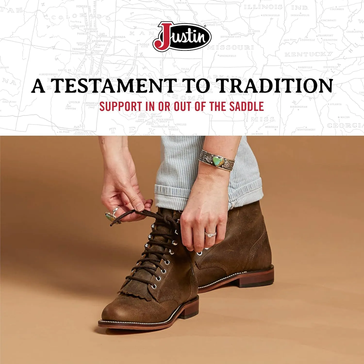 Justin Mckean 7" Lace-Up Roper Women's Western Boot, Durable Leather, Casual Style, Comfortable Footwear