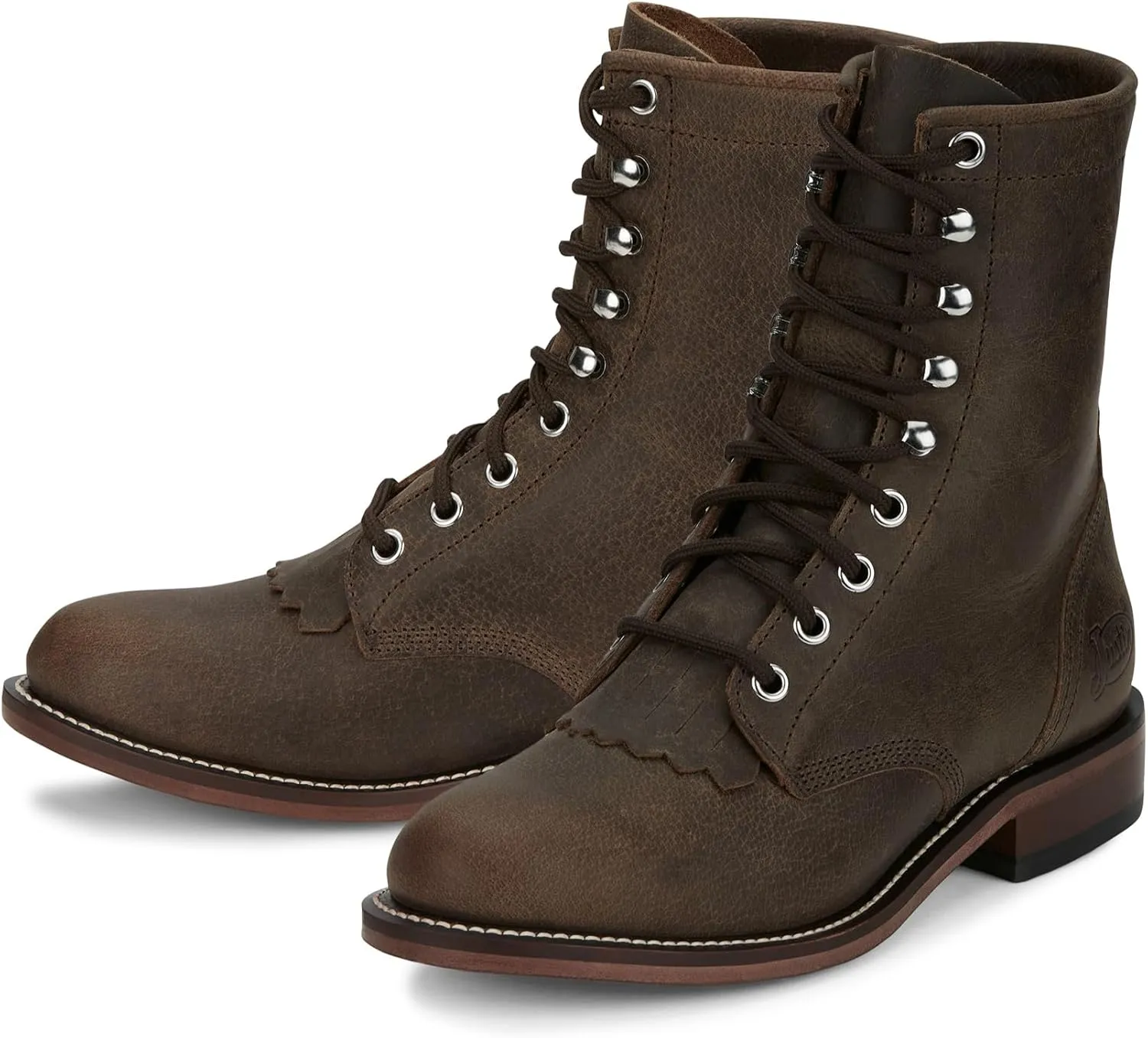 Justin Mckean 7" Lace-Up Roper Women's Western Boot, Durable Leather, Casual Style, Comfortable Footwear