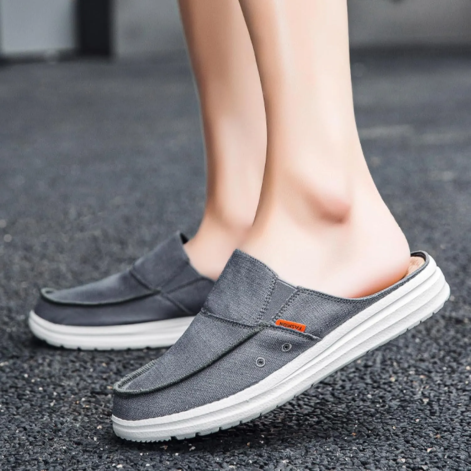 Men's Canvas Comfortable Soft Sole Mule Clogs Fashion Lightweight Breathable Closed Toe Slip On Casual Loafers for Indoor Outdoor Walking Party Work
