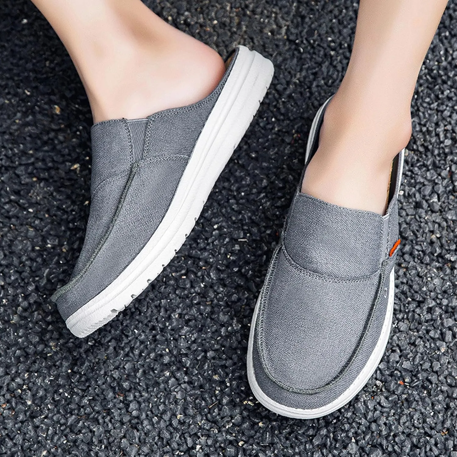 Men's Canvas Comfortable Soft Sole Mule Clogs Fashion Lightweight Breathable Closed Toe Slip On Casual Loafers for Indoor Outdoor Walking Party Work