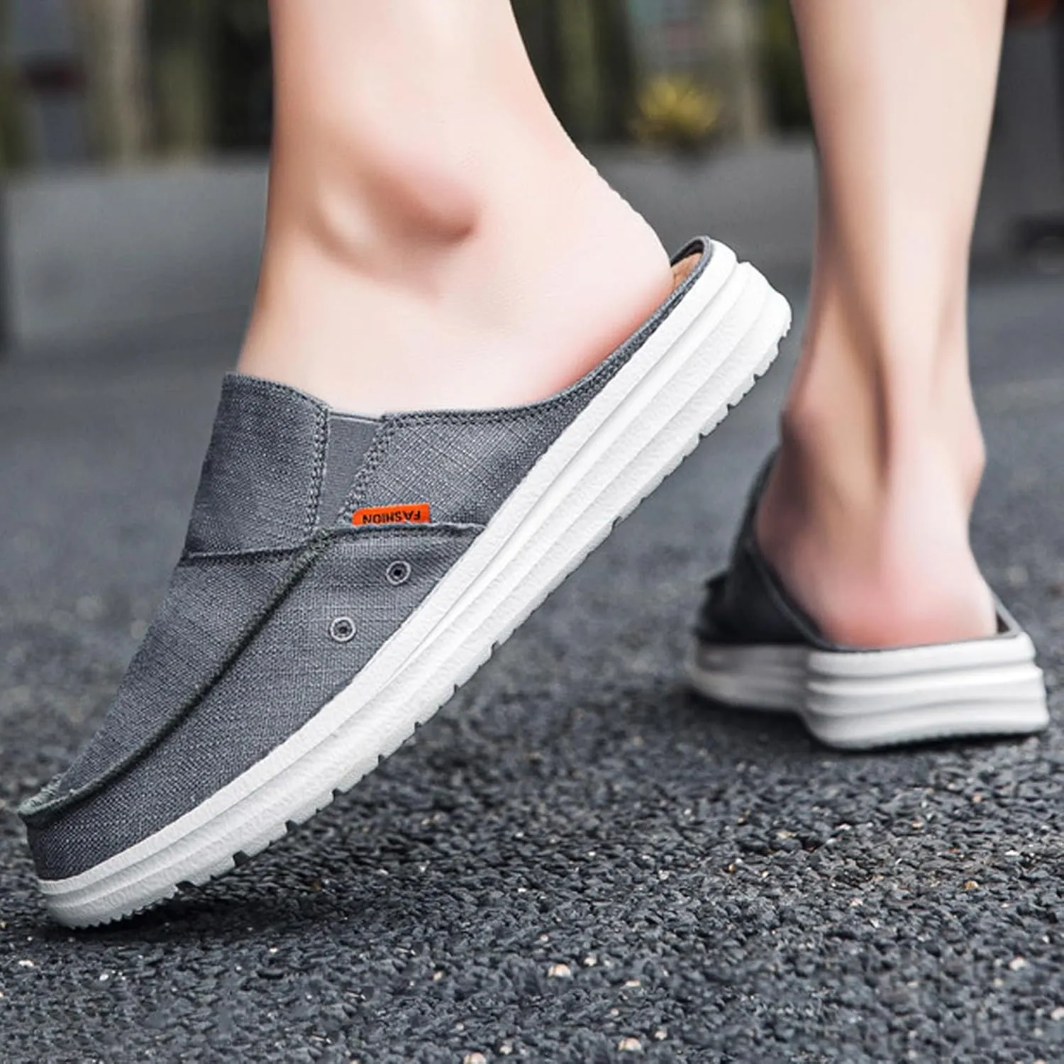Men's Canvas Comfortable Soft Sole Mule Clogs Fashion Lightweight Breathable Closed Toe Slip On Casual Loafers for Indoor Outdoor Walking Party Work