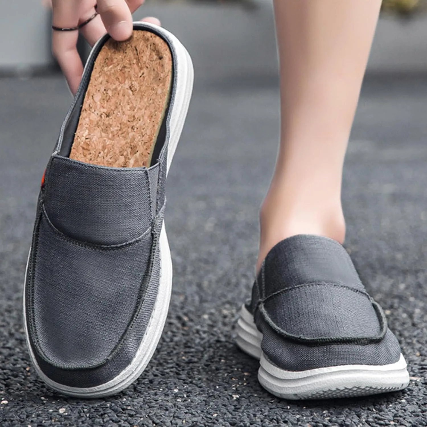 Men's Canvas Comfortable Soft Sole Mule Clogs Fashion Lightweight Breathable Closed Toe Slip On Casual Loafers for Indoor Outdoor Walking Party Work
