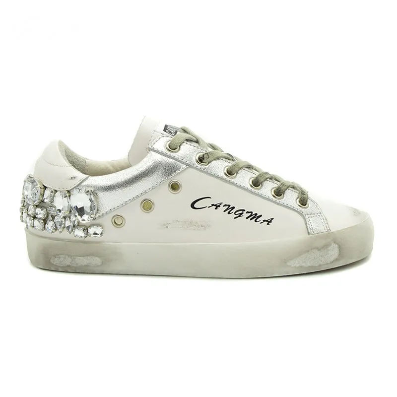 Men's Leather Sneakers With Rhinestones | Men's Flats | Plus Size