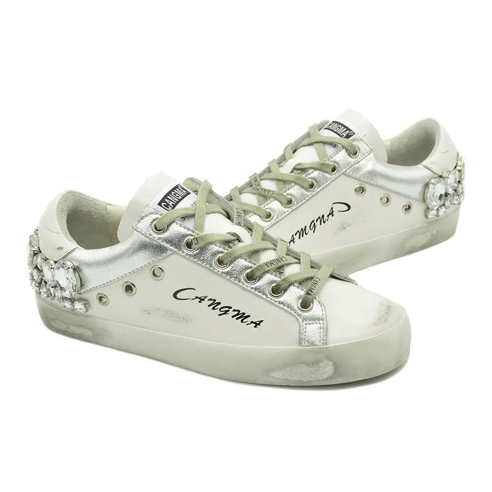 Men's Leather Sneakers With Rhinestones | Men's Flats | Plus Size