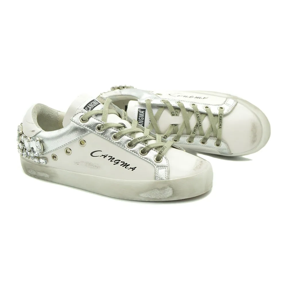 Men's Leather Sneakers With Rhinestones | Men's Flats | Plus Size