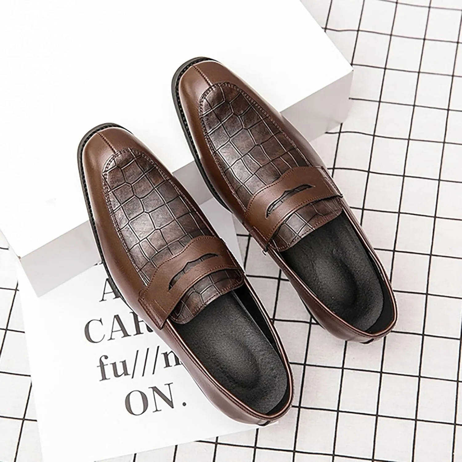 Mens Square Toe Classic Business Dress Shoes Oxfords Casual Retro Classic Barefoot Shoes Comfortable Formal Derby Business Dress Shoes for Men 2024