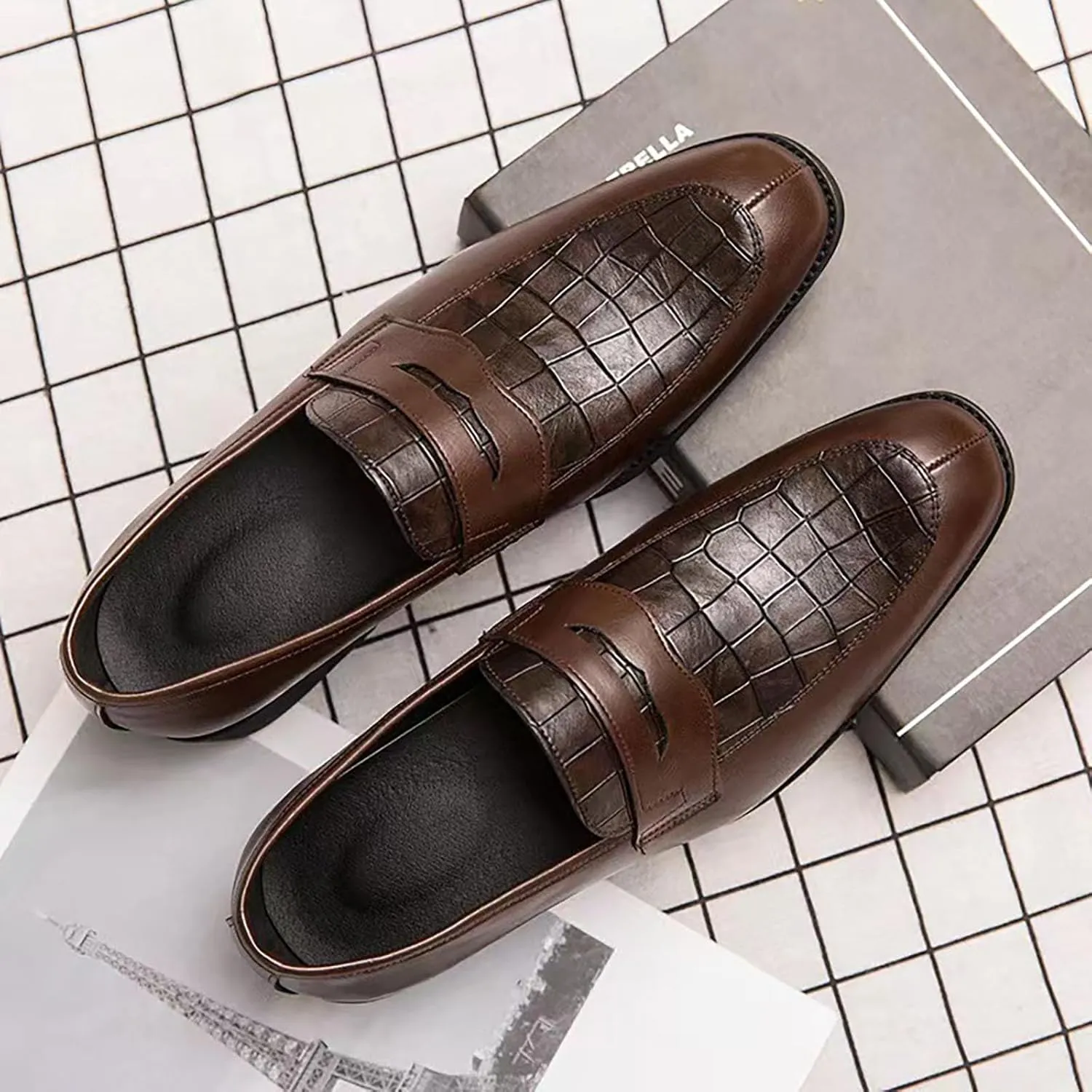 Mens Square Toe Classic Business Dress Shoes Oxfords Casual Retro Classic Barefoot Shoes Comfortable Formal Derby Business Dress Shoes for Men 2024