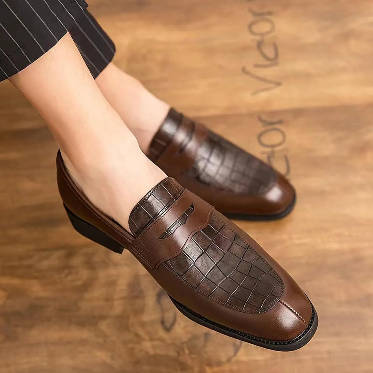 Mens Square Toe Classic Business Dress Shoes Oxfords Casual Retro Classic Barefoot Shoes Comfortable Formal Derby Business Dress Shoes for Men 2024