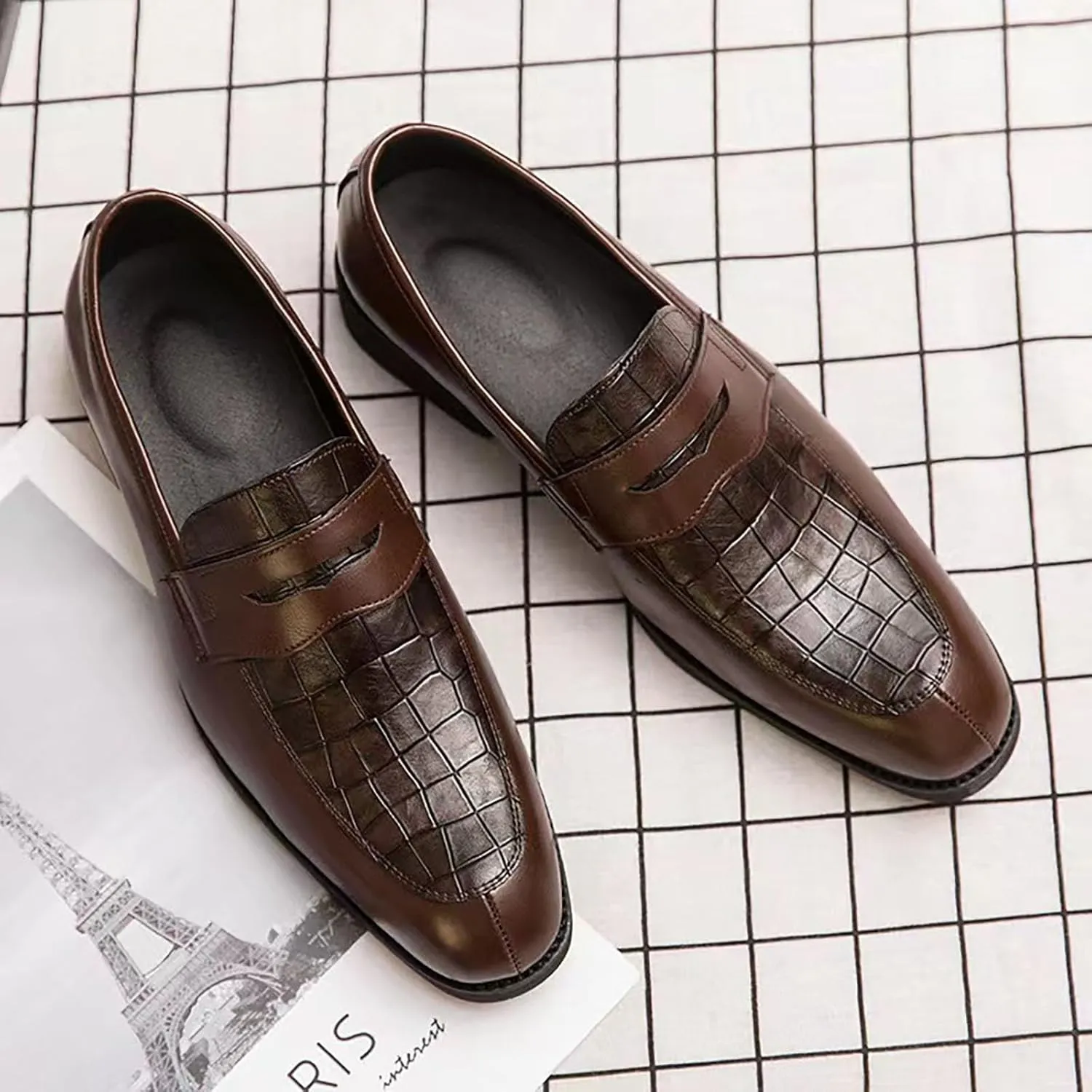 Mens Square Toe Classic Business Dress Shoes Oxfords Casual Retro Classic Barefoot Shoes Comfortable Formal Derby Business Dress Shoes for Men 2024